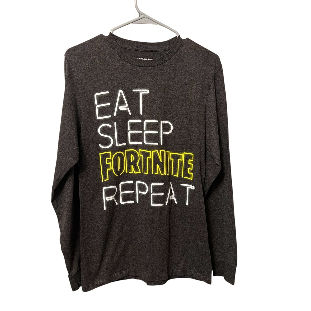 Fortnite Long‎ Sleeve Shirt Mens Small Eat Sleep Repeat Graphic Tee Video Games